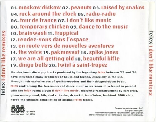 Telex - I Don't Like Remixes: Original Classics 78-86 (1999) CD-Rip