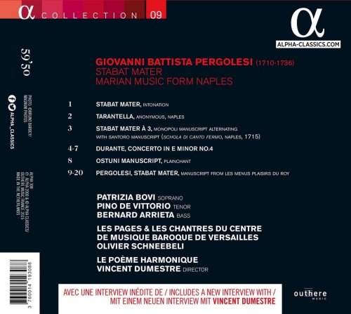 Patrizia Bovi, Pino de Vittorio, Bernard Arrieta, Les Pages, Le Poème Harmonique, Vincent Dumestre - Pergolesi: Stabat Mater, Marian Music (2015)