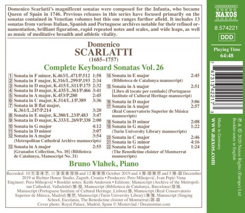 Bruno Vlahek - Scarlatti: Complete Keyboard Sonatas, Vol. 26 (2020) [Hi-Res]