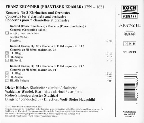 Dieter Klöcker, Waldemar Wandel - Krommer: Concertos for 2 Clarinets (1996)