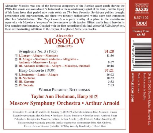 Taylor Ann Fleshman, Moscow Symphony Orchestra, Arthur Arnold - Mosolov: Symphony No. 5 & Harp Concerto (2020) [Hi-Res]