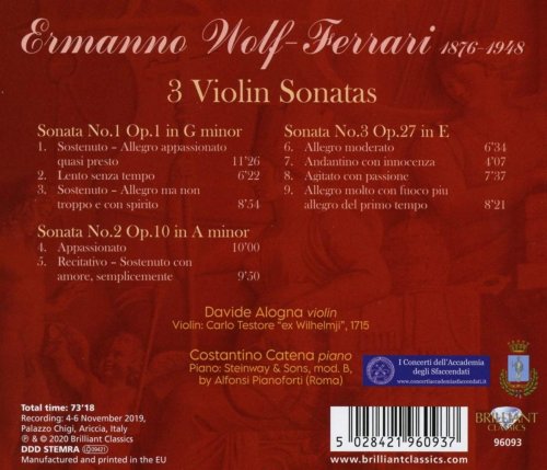 Costantino Catena & Davide Alogna - Wolf-Ferrari: 3 Violin Sonatas (2020) [Hi-Res]