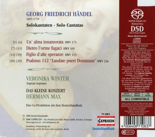 Veronika Winter, Das Kleine Konzert, Hermann Max - Handel: Solo Cantatas (2006)