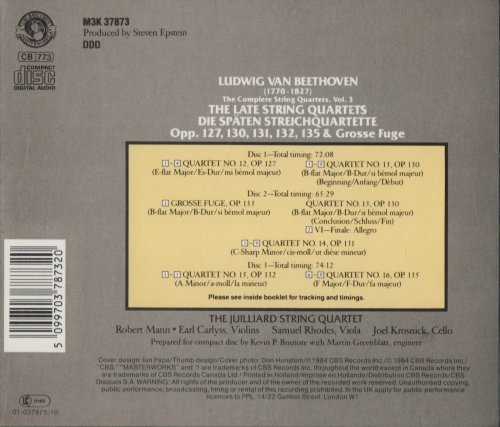 Juilliard String Quartet - Beethoven: The Late String Quartets (1984) CD-Rip