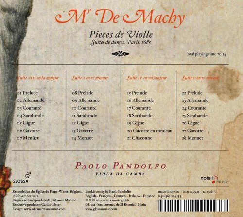 Paolo Pandolfo - Mr. De Machy: Pieces de Violle (Suite de danses. Paris, 1685) (2012) [Hi-Res]