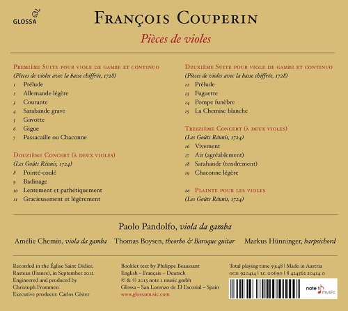 Paolo Pandolfo, Amélie Chemin, Thomas Boysen, Markus Hünninger - Couperin: Pieces de violes (2013) [Hi-Res]