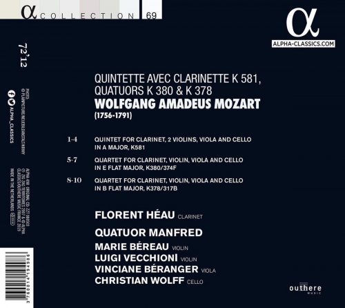 Florent Héau, Quatuor Manfred - Mozart: Quintette avec clarinette K581 & Quatuors K380 & K378 (2007)