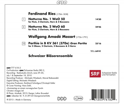 Schweizer Blaeserensemble - Ferdinand Ries: Nocturnes Nos. 1 & 2 - Mozart: Serenade No. 10 (2013)