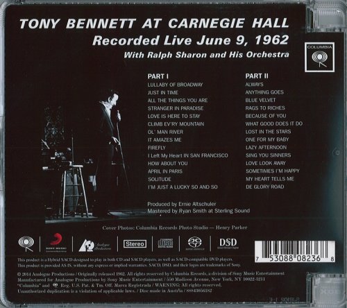 Tony Bennett with Ralph Sharon and His Orchestra ‎ - At Carnegie Hall Recorded Live June 9, 1962 (2014)