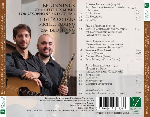 Michele Paolino - Bellafronte, Corea, Machado, Piazzolla, Piersanti: Beginnings (20th Century Music for Saxophone and Guitar) (2020)