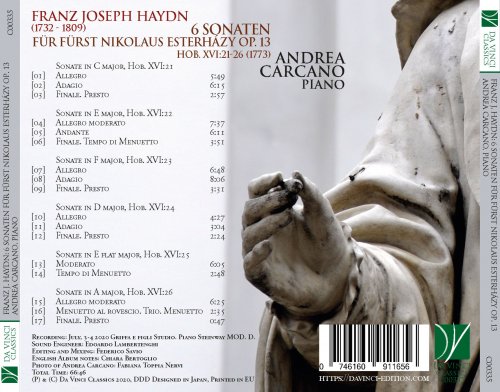 Andrea Carcano - Franz Joseph Haydn: 6 Sonaten für Fürst Nikolaus Esterházy Op. 13 - Hob. XVI_21-26 (2020)