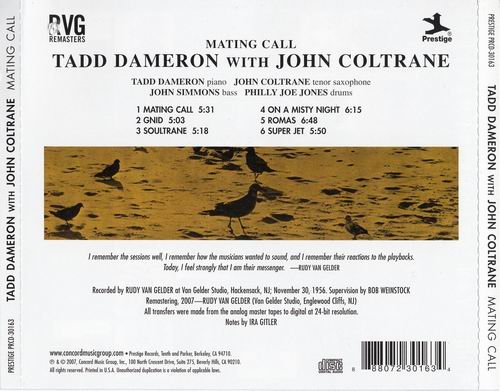 Tadd Dameron with John Coltrane - Mating Call (1956) 320 kbps+CD Rip{RVG Remasters}