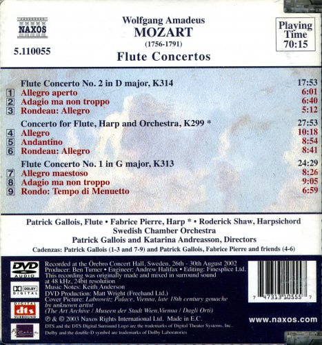 Patrick Gallois, Roderick Shaw, Fabrice Pierre, Swedish Chamber Orchestra - Mozart: Flute Concertos Nos.1 and 2 (2003)