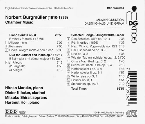 Hiroko Maruko, Dieter Klöcker, Mitsuko Shirai, Hartmut Höll - Burgmüller: Piano Sonata, Duo for Clarinet and Piano, Songs (1999)