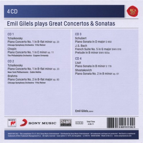 Zubin Mehta, Fritz Reiner, Philadelphia Orchestra, Emil Gilels - Great Concertos & Sonatas (Oeuvres de Bach, Brahms, Chopin, Chostakovitch, Liszt, Schubert, Tchaikovski) (2012)