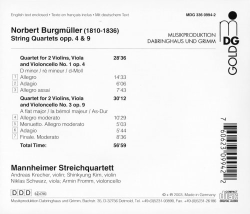 Mannheimer Streichquartett - Burgmüller: String Quartets, Vol. 2 (2003)