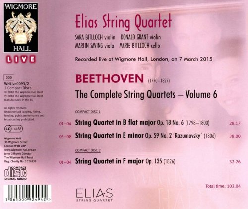 Elias String Quartet - Beethoven String Quartets, Vol. 6 - Wigmore Hall Live (2018) [Hi-Res]