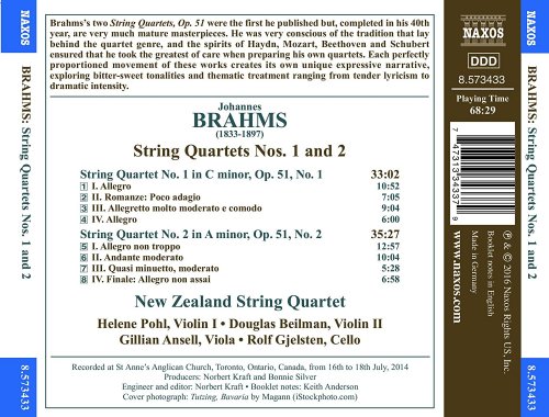 New Zealand String Quartet - Brahms: String Quartets Nos. 1 & 2 (2016) [Hi-Res]