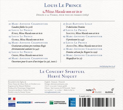 Le Concert Spirituel, Hervé Niquet - Louis Le Prince: Missa Macula non est in te (1663) (2013) [Hi-Res]