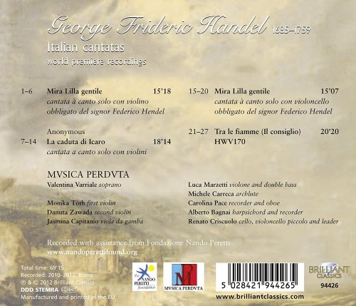 Valentina Varriale, Musica Perduta & Renato Criscuolo - Handel: Italian Cantatas (2012)