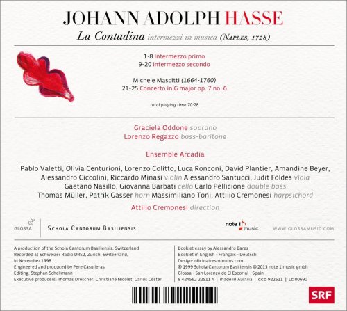 Graciela Oddone, Lorenzo Regazzo, Ensemble Arcadia, Attilio Cremonesi - J. A. Hasse: La Contadina (2013)