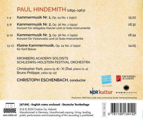 Kronberg Academy Soloists, Schleswig-Holstein Festival Orchestra, Christopher Park, Xi Zhai, Brune Philippe & Christoph Eschenbach - Hindemith: Kammermusik, Vol. 1 (2020) [Hi-Res]