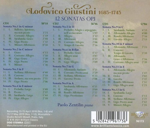 Paolo Zentilin - Giustini: 12 Sonatas, Op. 1 (2020) [Hi-Res]