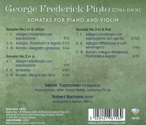 Marek Toporowski, Robert Bachara - Pinto: Sonatas for Piano and Violin (2020)