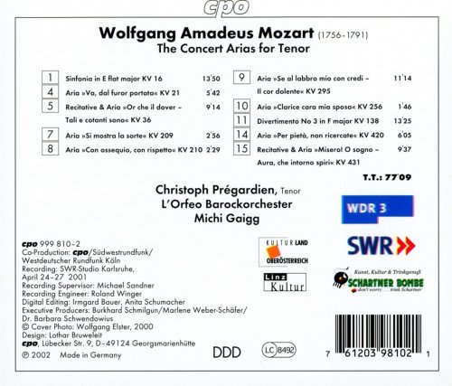 L’Orfeo Barockorchester, Michi Gaigg, Christoph Prégardien - Pregardien, Christoph: Mozart Concert Arias for Tenor (2002)