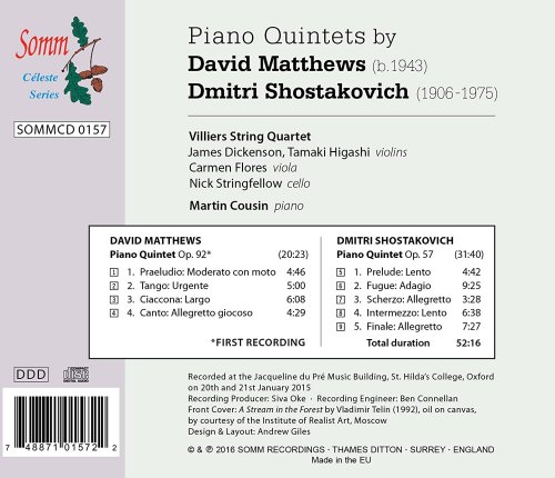 Martin Cousin, Villiers String Quartet - Shostakovich & Matthews: Piano Quintets (2016) [Hi-Res]