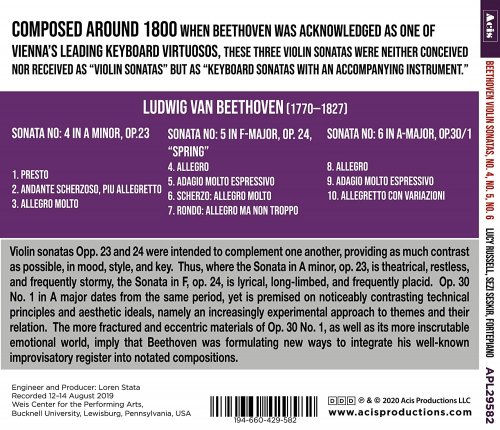 Lucy Russell & Sezi Seskir - Beethoven Violin Sonatas, No. 4, No. 5, No. 6 (2020)