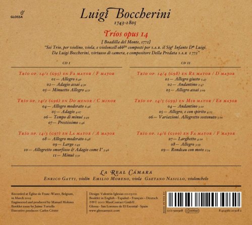 Enrico Gatti, Emilio Moreno, Gaetano Nasillo, La Real Cámara - Boccherini, L.: String Trios - Op. 14, Nos. 1-6 (La Real Camera) (2007)