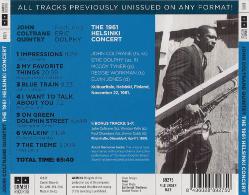 John Coltrane Quintet - The 1961 Helsinki Concert (2007) FLAC