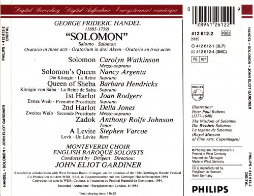 English Baroque Soloists - George Frideric Handel: Solomon (1985)