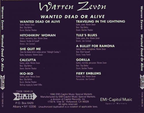 warren zevon wanted dead or alive