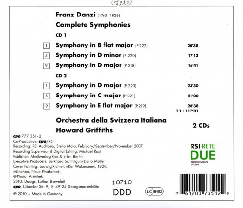 Orchestra della Svizzera Italiana, Howard Griffiths - Danzi: Complete Symphonies (2010)