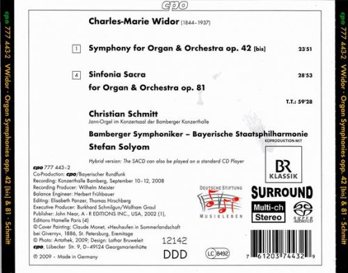 Bamberger Symphoniker, Christian Schmitt, Stefan Solyom - Widor: Organ Symphony (2009) [SACD]