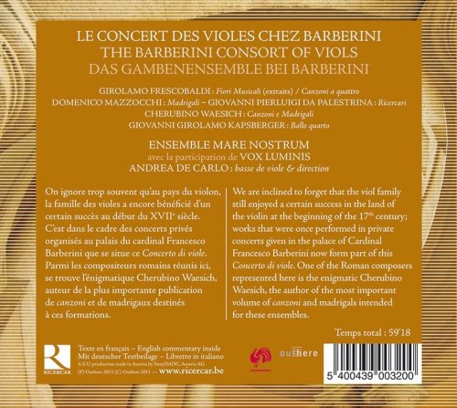 Andrea De Carlo, Ensemble Mare Nostrum, Vox Luminis - Il Concerto Delle Viole Barberini (2012) [Hi-Res]