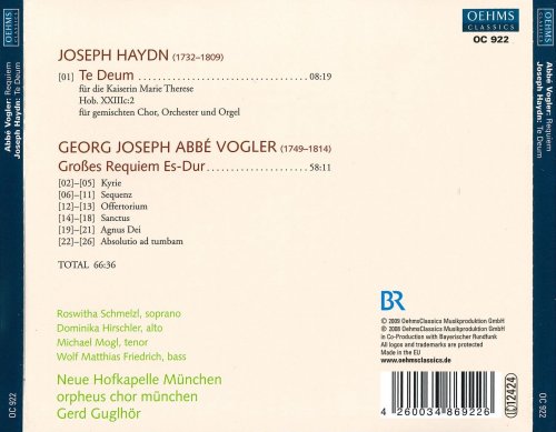 Neue Hofkapelle München, orpheus chor münchen, Gerd Guglhör - Vogler: Requiem / Haydn: Te Deum (2009)