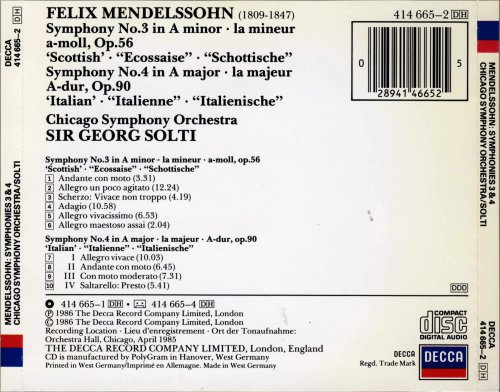 Georg Solti, Chicago Symphony Orchestra - Mendelssohn: Symphonies Nos.3 & 4 (2007)