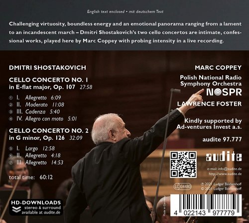 Marc Coppey, Polish National Radio Symphony Orchestra, Lawrence Foster - Dmitri Shostakovich: Cello Concertos Nos. 1 & 2 (2021) [Hi-Res]