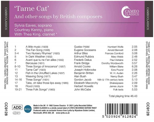 Sylvia Eaves - "Tame Cat" & Other Songs by British Composers (2021)