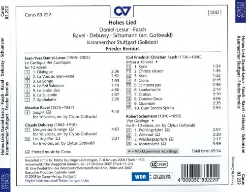 Kammerchor Stuttgart, Frieder Bernius - Hohes Lied: Daniel-Lesur, Ravel, Debussy, Fasch, Schumann (2009)