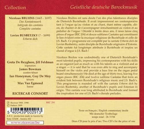 Greta de Reyghere, Jill Feldman, James Bowman, Ricercar Consort - Nicolaus Bruhns: Das Kantatenwerk (2010)
