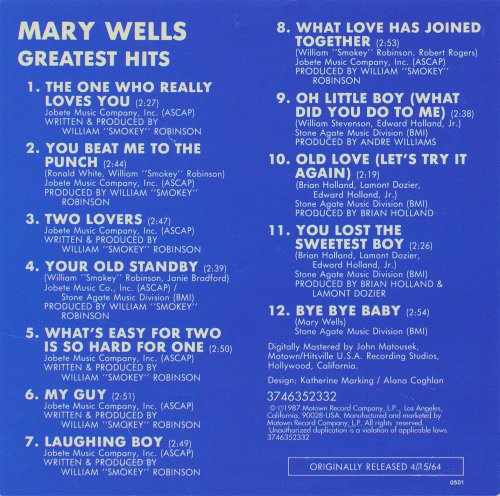 Mary Wells - Greatest Hits (1987)