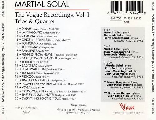 Martial Solal ‎- The Vogue Recordings, Vol.1,Trios & Quartet (1993)