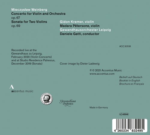 Gidon Kremer, Madara Pētersone, Gewandhausorchester Leipzig & Daniele Gatti - Weinberg: Violin Concerto, Op. 67 & Sonata for 2 Violins, Op. 69 (Live) (2021) [Hi-Res]