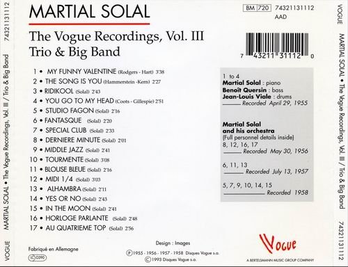 Martial Solal - The Vogue Recordings, Vol.3, Trio & Big Band (1993)