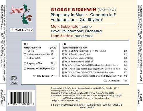 Leon Botstein, Royal Philharmonic Orchestra, Mark Bebbington - Gershwin: Rhapsody in Blue, Piano Concerto, Variations on "I Got Rhythm" & Preludes (2016) [Hi-Res]