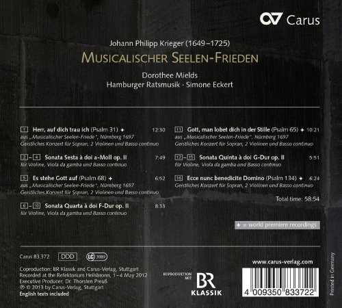 Dorothee Mields, Hamburger Ratsmusik, Simone Eckert - Krieger: Musicalischer Seelen-Frieden (2013)